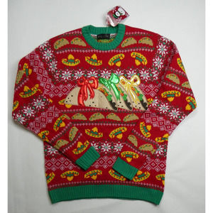 men's BLIZZARD BAY holiday sweater, Tacos, medium, NEW